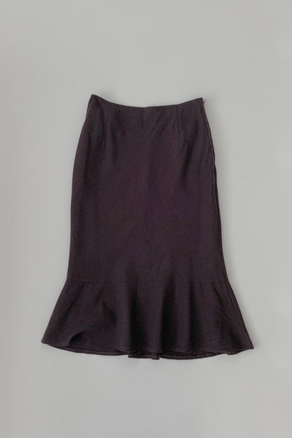 dark purple flare wool skirt
