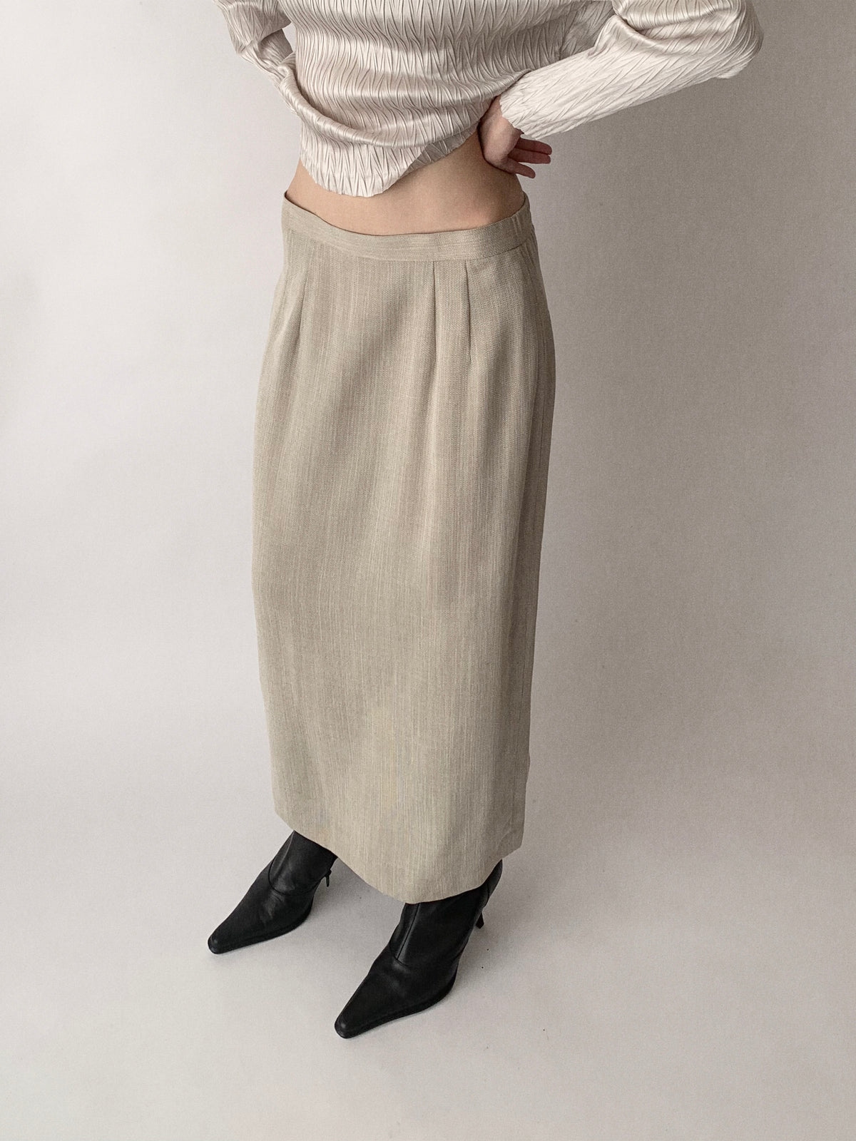 light beige long skirt