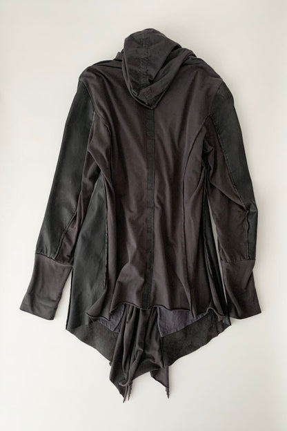 Italy dark gray leather docking coat