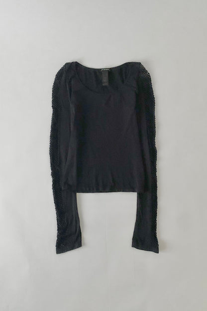 DKNY black mesh long sleeves