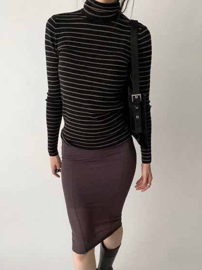navy and beige stripe wool knit