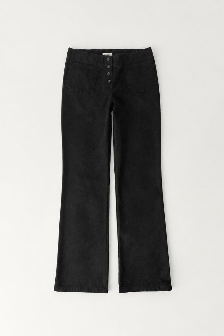 black waist buttons cotton pants