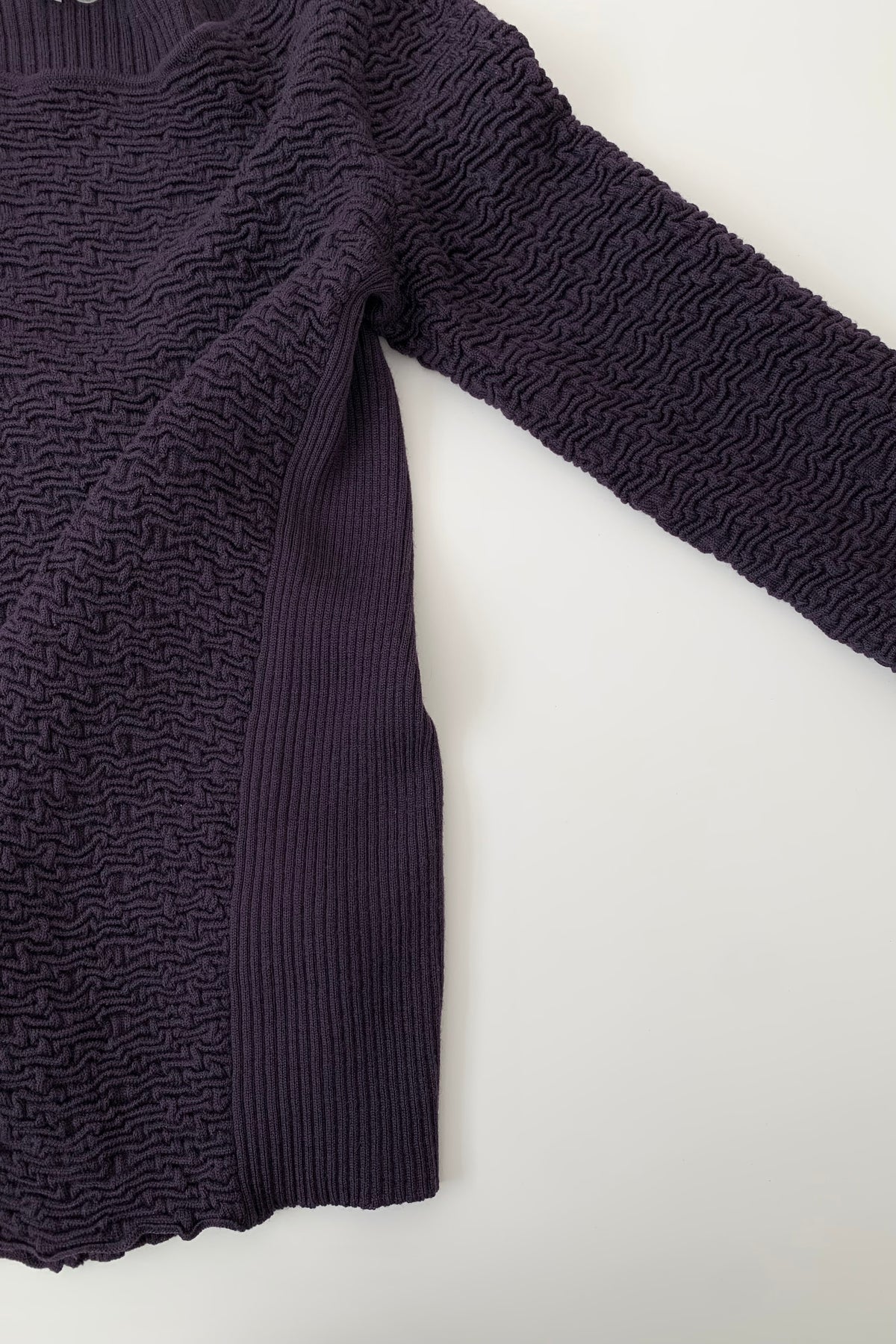 Italy dark purple textured wool knit tops