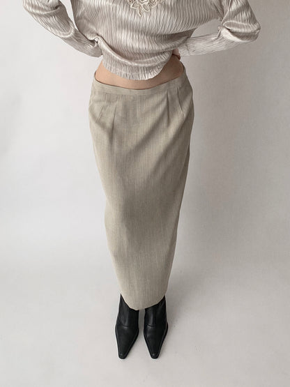 light beige long skirt