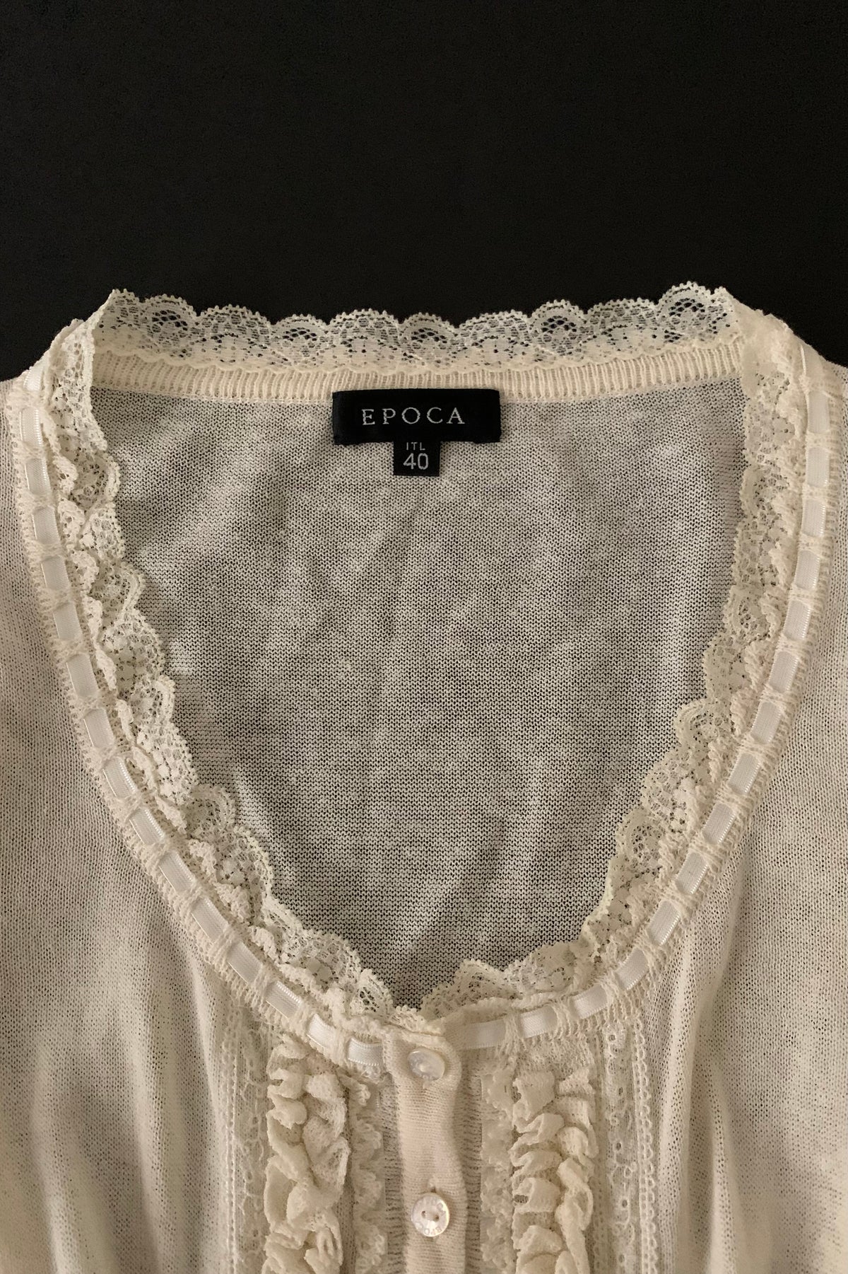 ivory frill knit cardigan