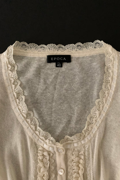 ivory frill knit cardigan