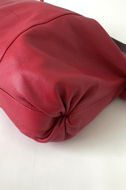 Italy red leather big size bag