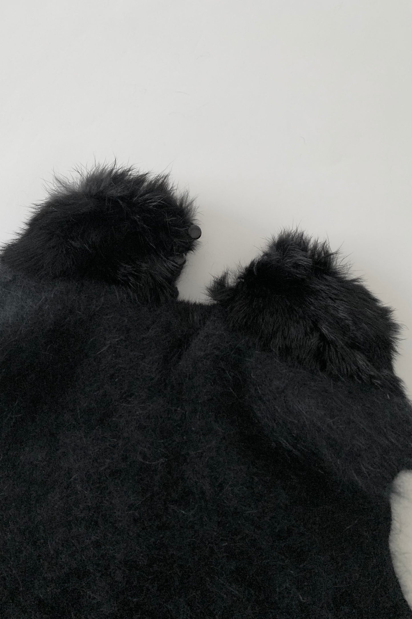 black angora fur neck vest