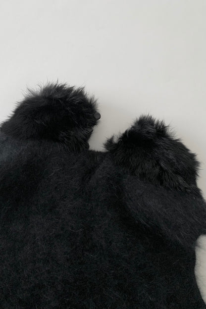 black angora fur neck vest