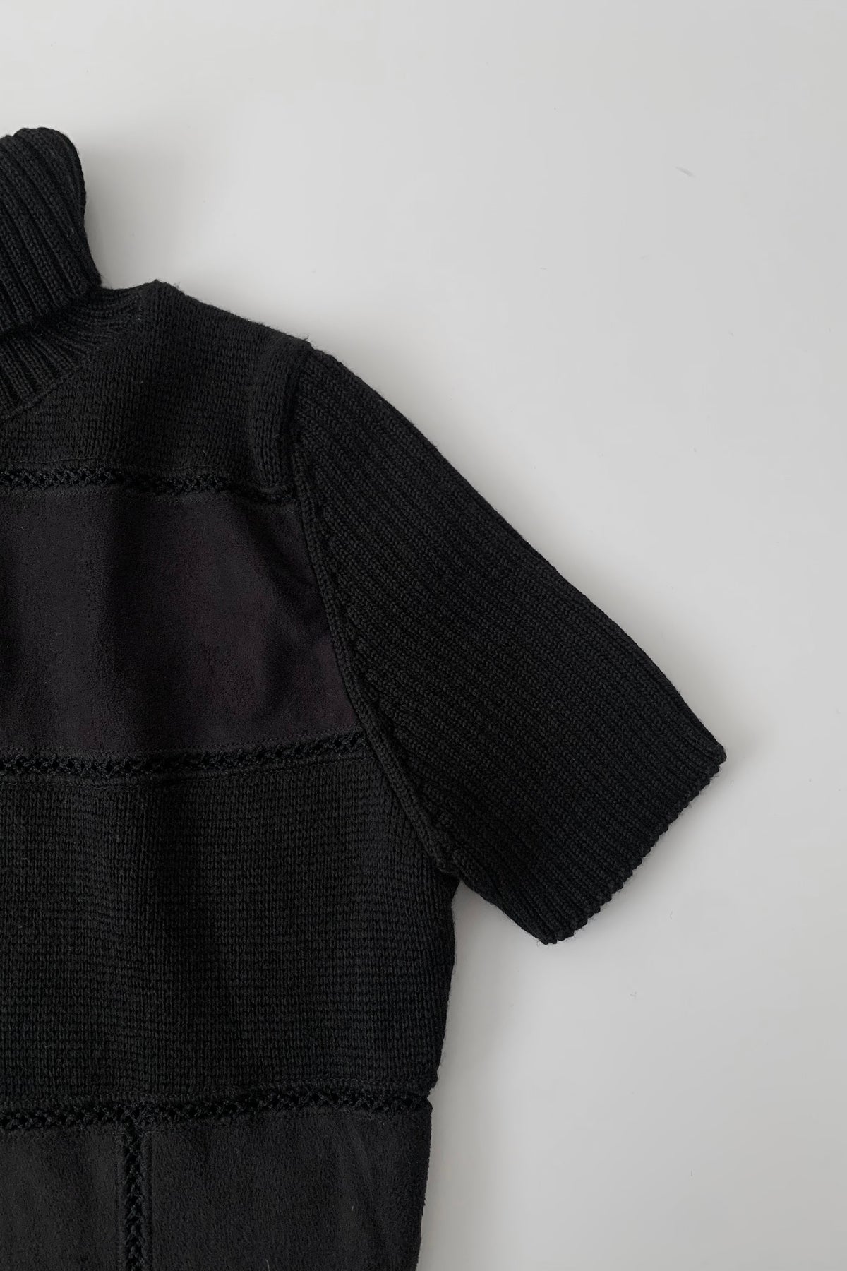 Italy black suède crochet tops