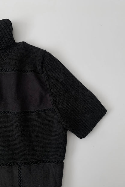 Italy black suède crochet tops