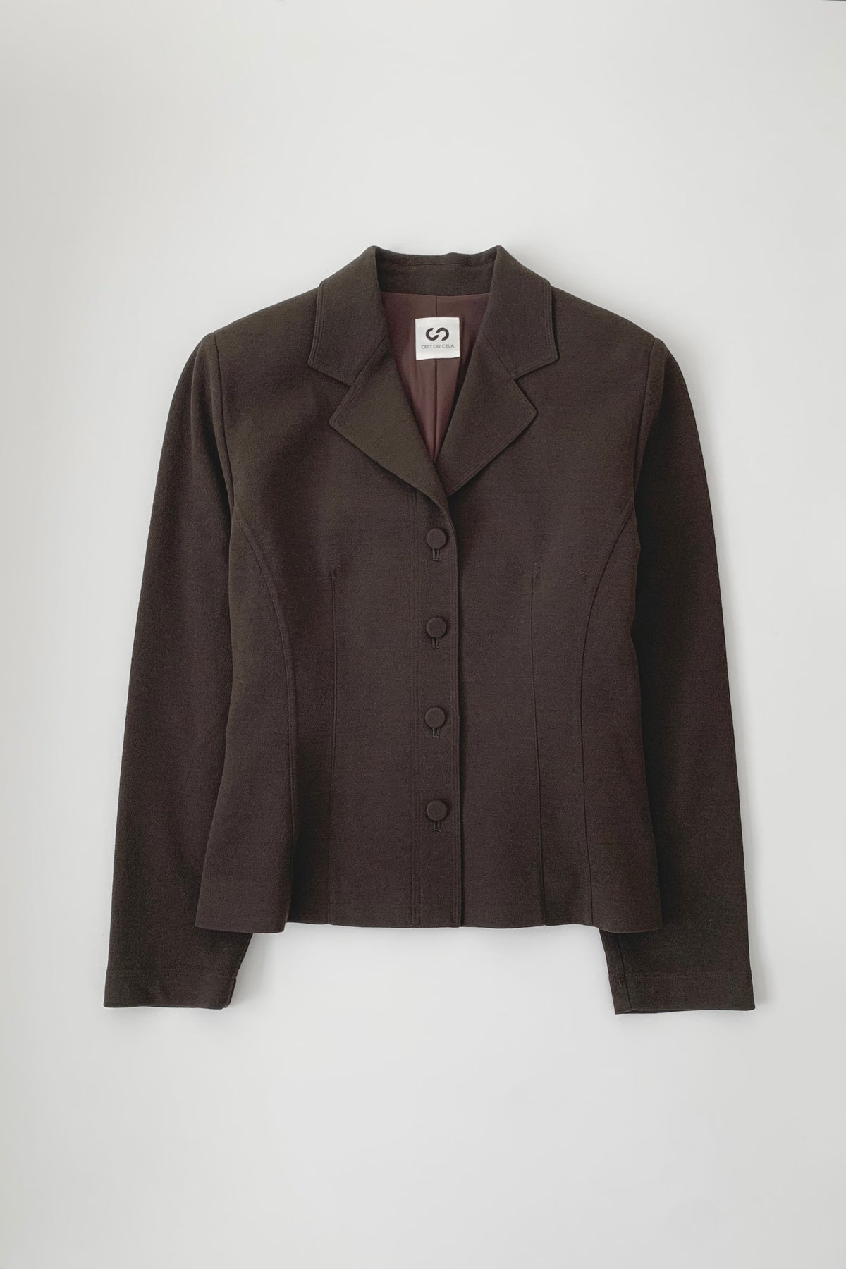 dark brown single breasted jacket