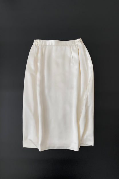 cream satin midi skirt