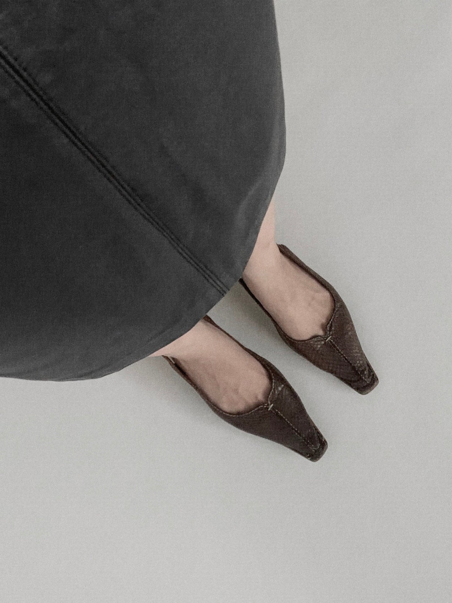 brown leather mule