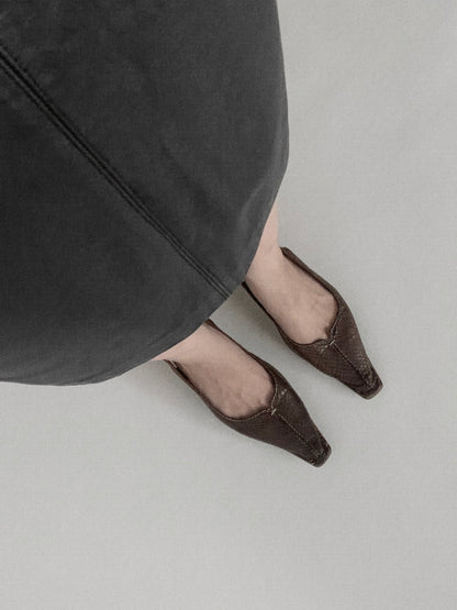 brown leather mule