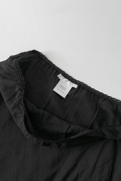 usa black frill long cotton skirt