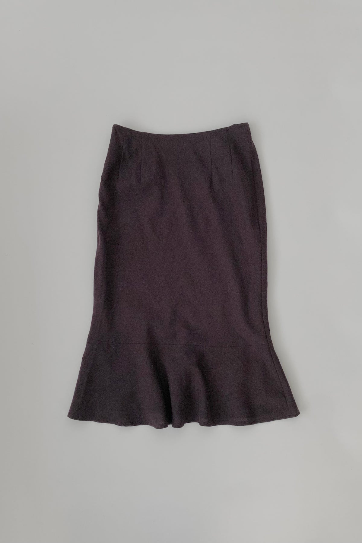 dark purple flare wool skirt
