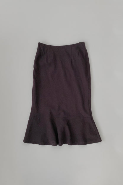 dark purple flare wool skirt