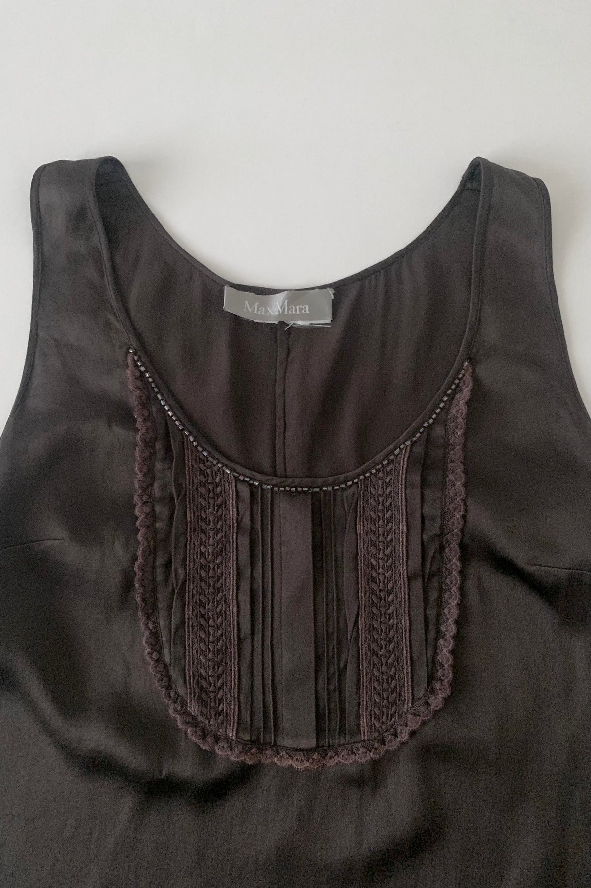 MaxMara brown satin beads tops