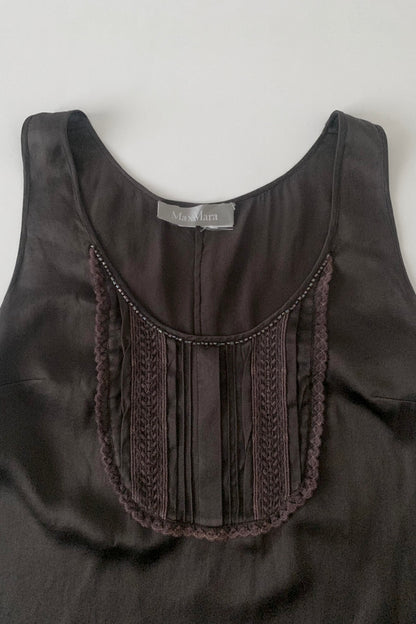 MaxMara brown satin beads tops