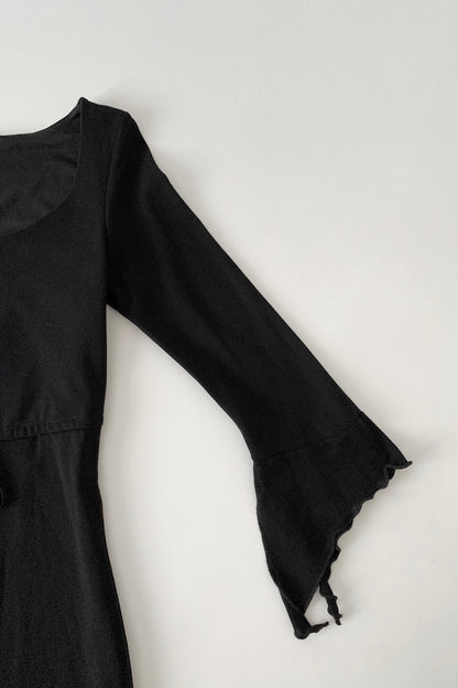 usa black waist ribbon dress