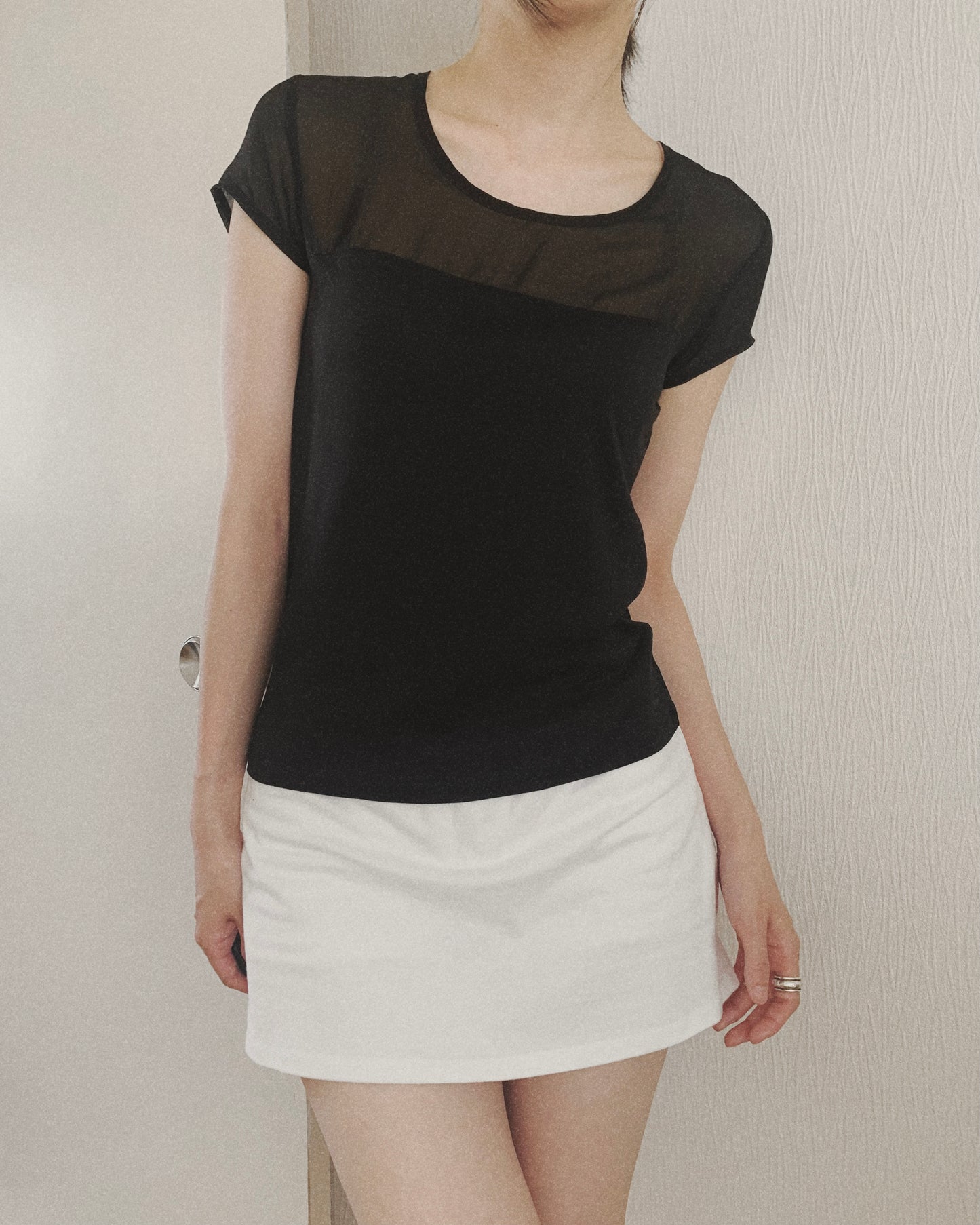 black semi-sheer tops