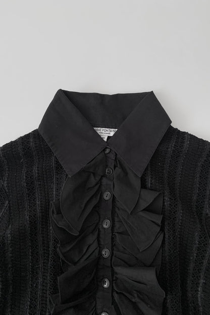 France  black see-through frill  blouse