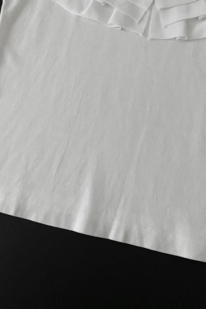 LANVIN white chiffon frill tops