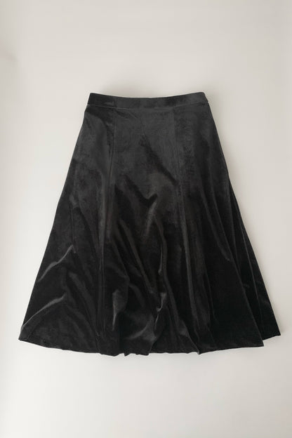 black velours flare skirt