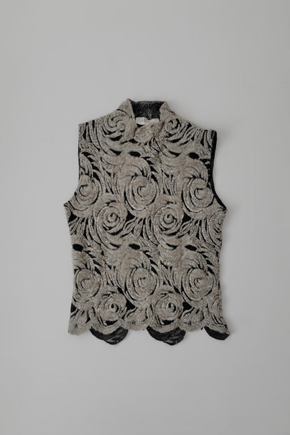 Italy black beige patterned vest
