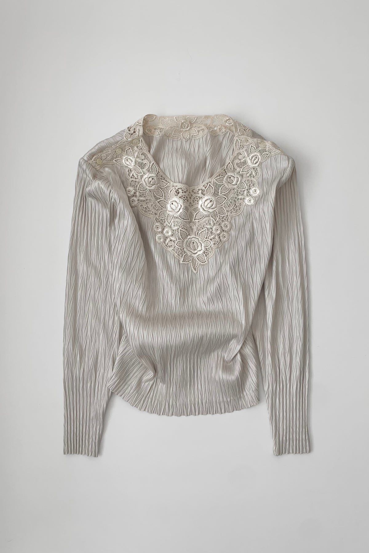 light beige pleats lace tops
