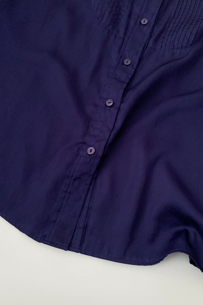 purple blue satin blouse