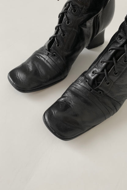 PRADA black lace up boots