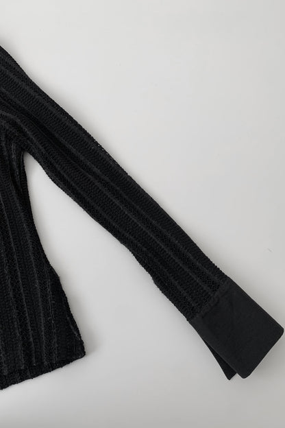 France  black see-through frill  blouse