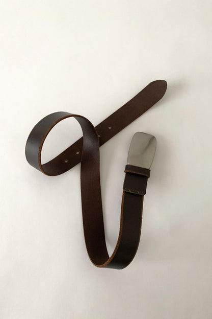 brown silver buckle belt