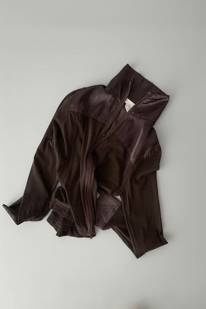 brown sheer & satin light jacket