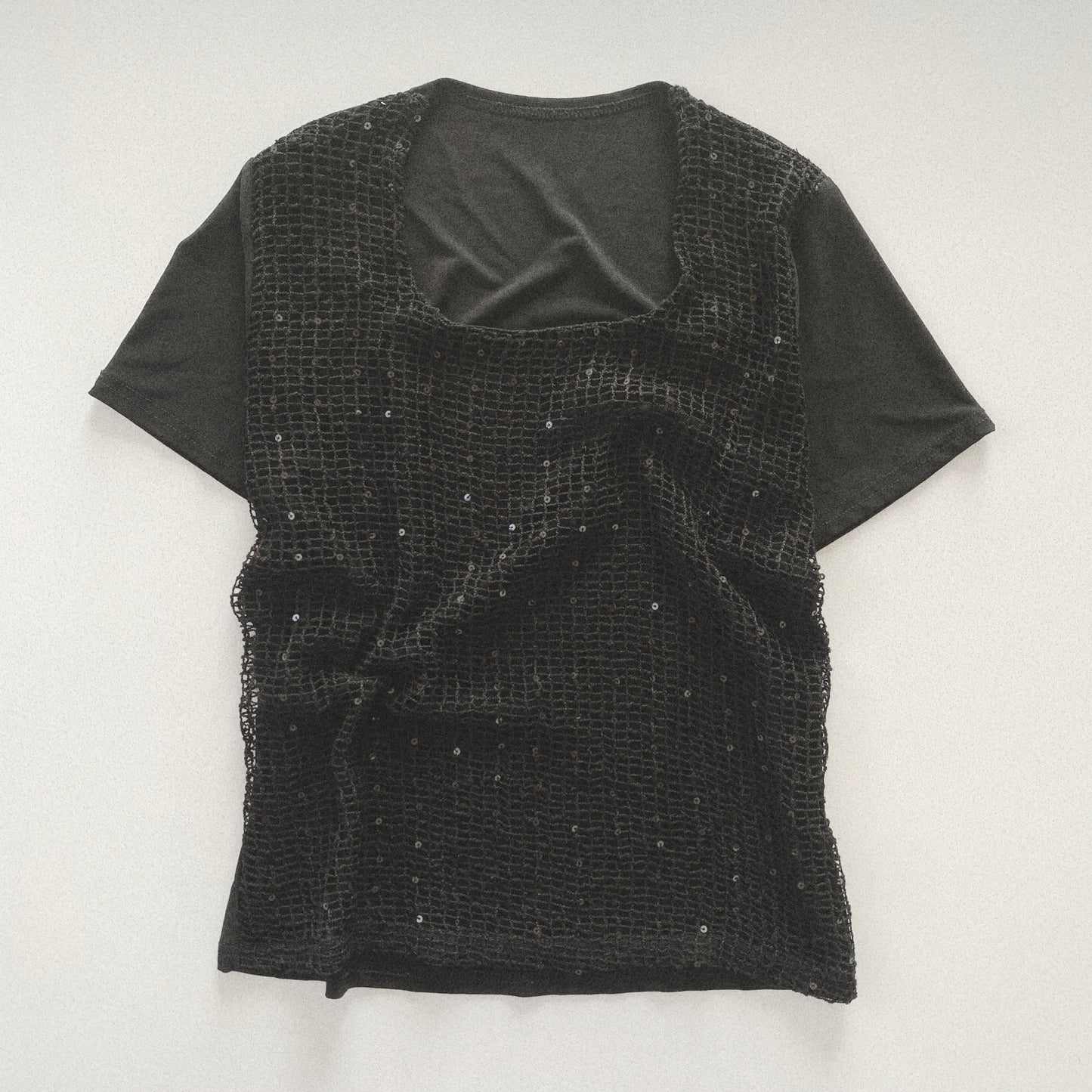 black mesh&sequins tops