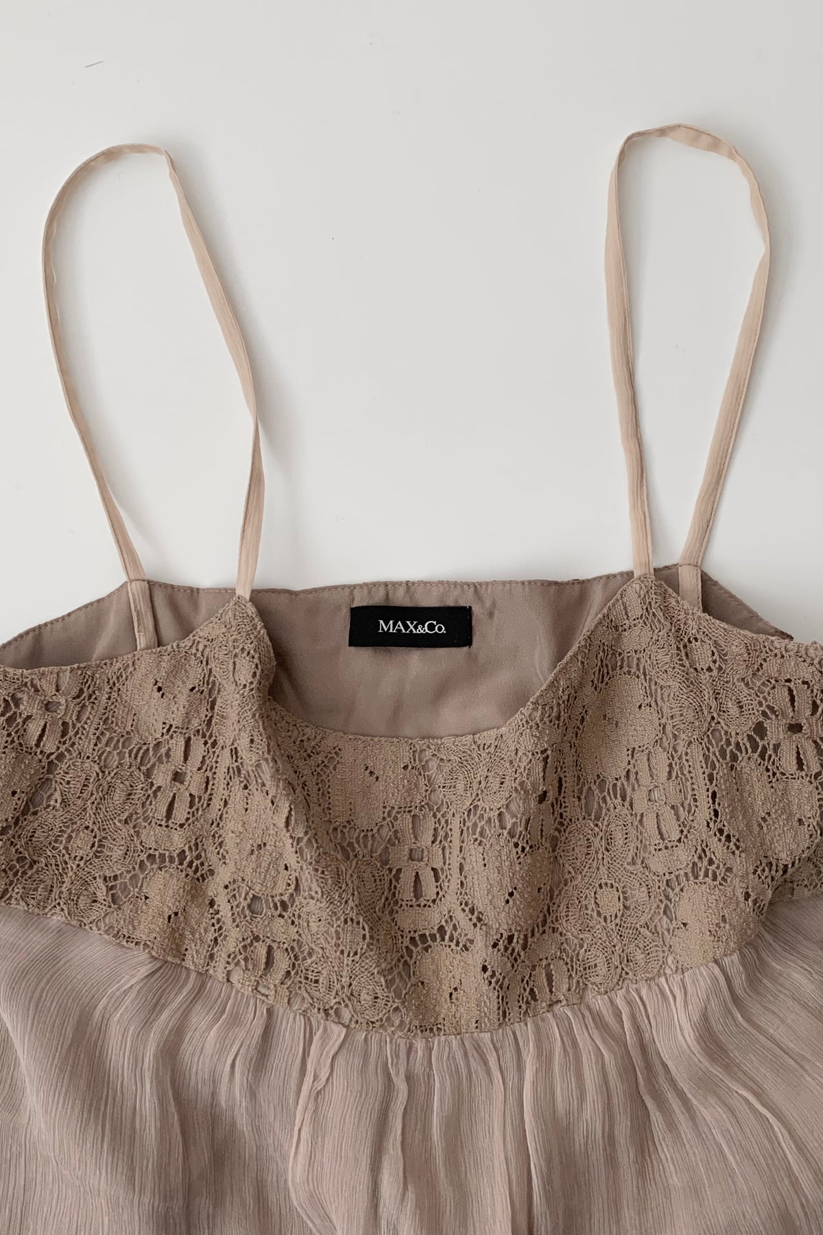 dusty beige flare cami dress