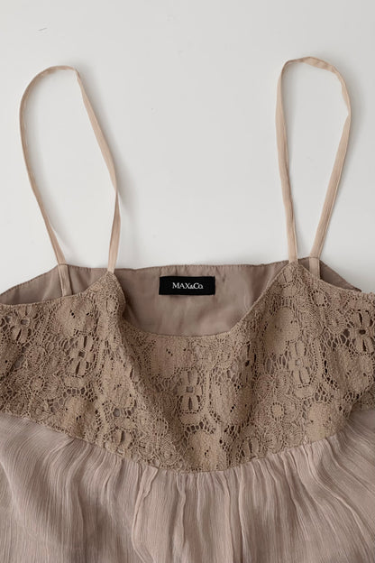 dusty beige flare cami dress