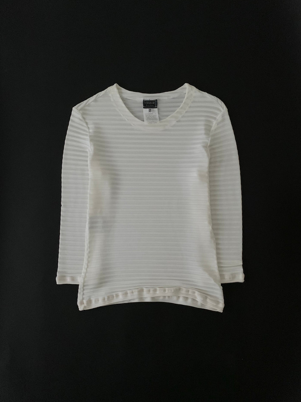 Italy ivory sheer stripe tops