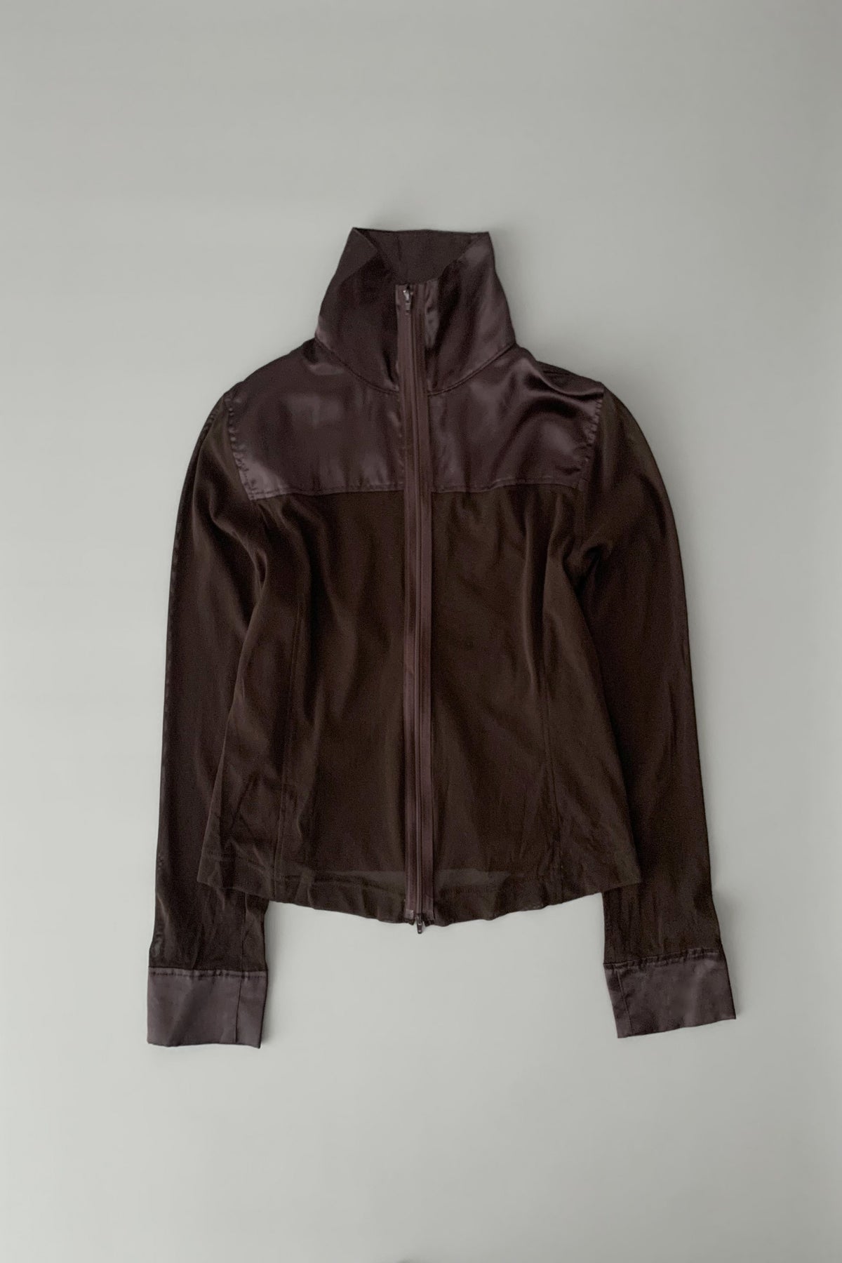 brown sheer & satin light jacket