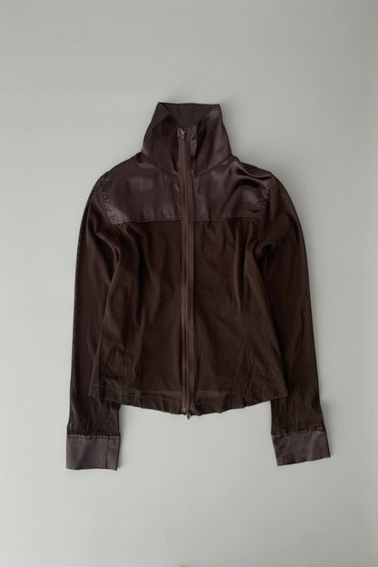 brown sheer & satin light jacket