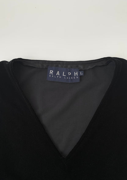 Ralph Lauren black v neck velours tops