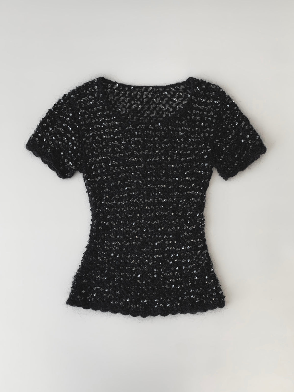 black mohair sequins knit tops