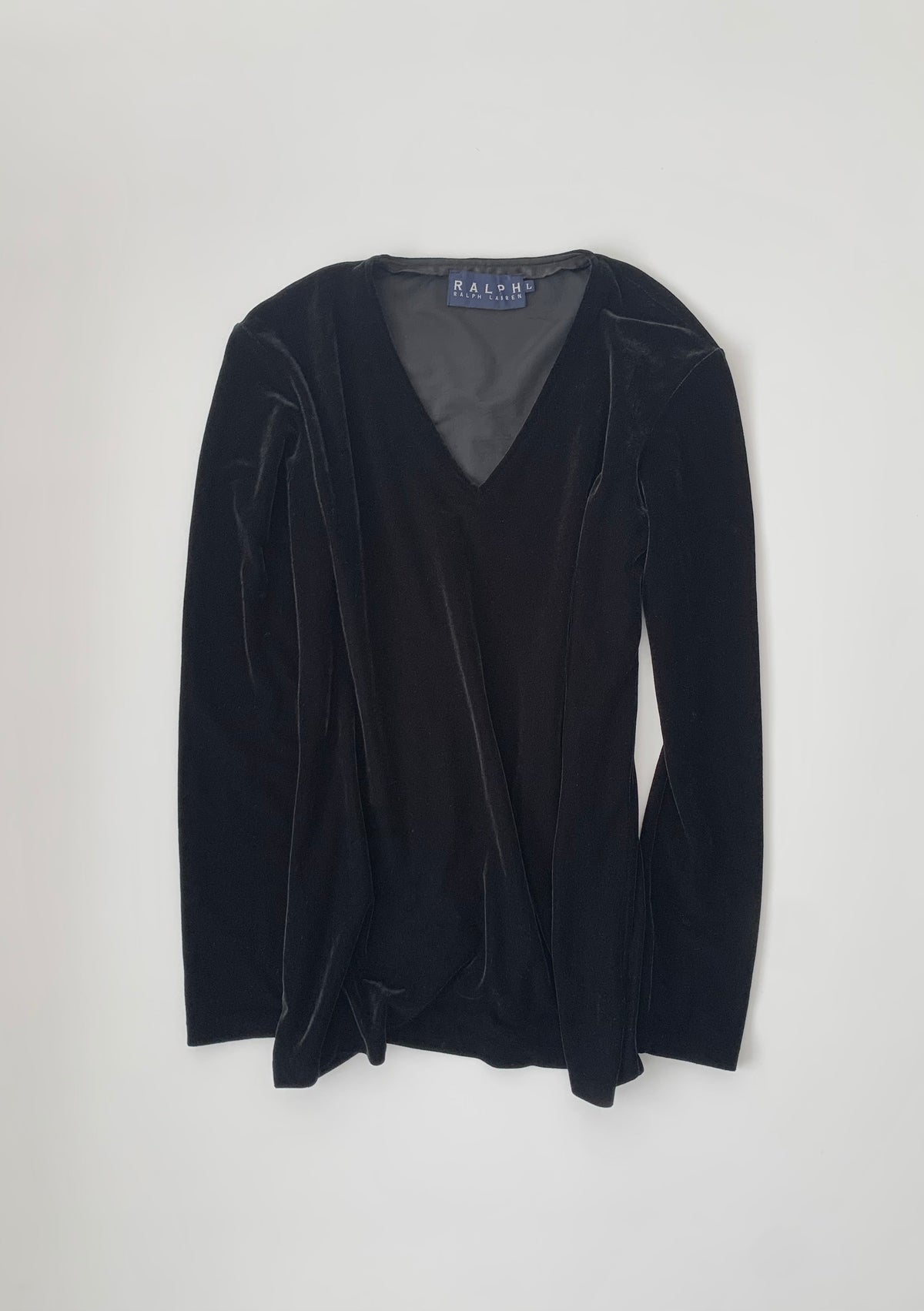 Ralph Lauren black v neck velours tops