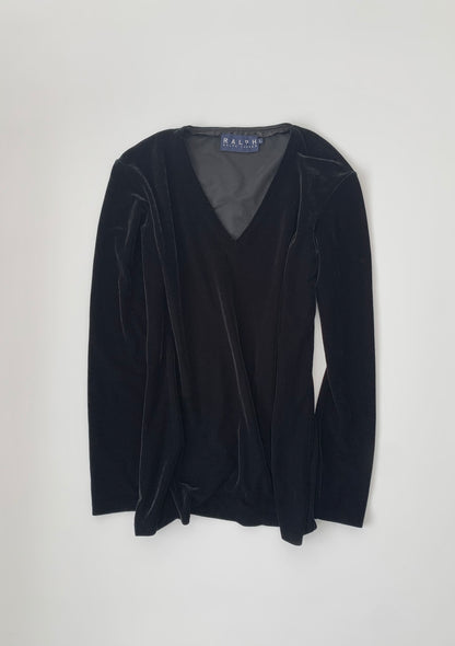Ralph Lauren black v neck velours tops