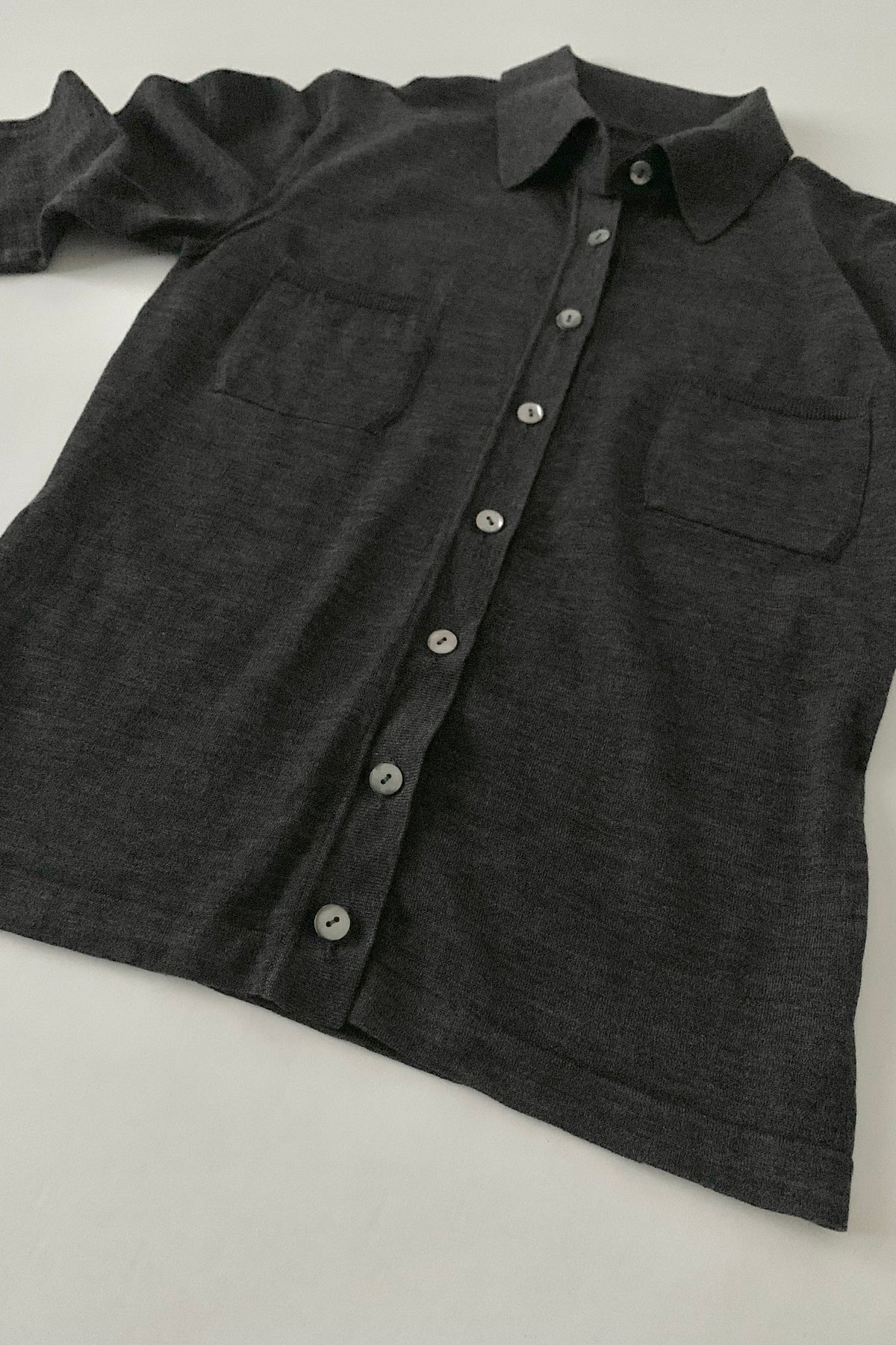 Italy dark gray shell button knit tops