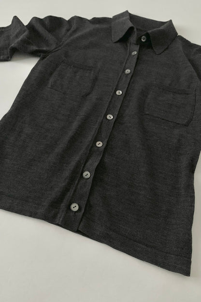 Italy dark gray shell button knit tops