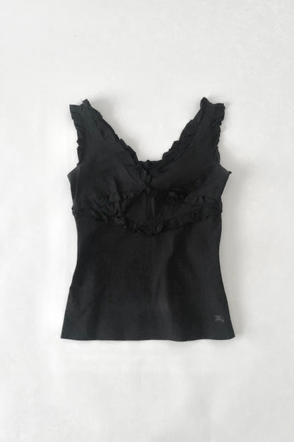 Burberry black frill camisole