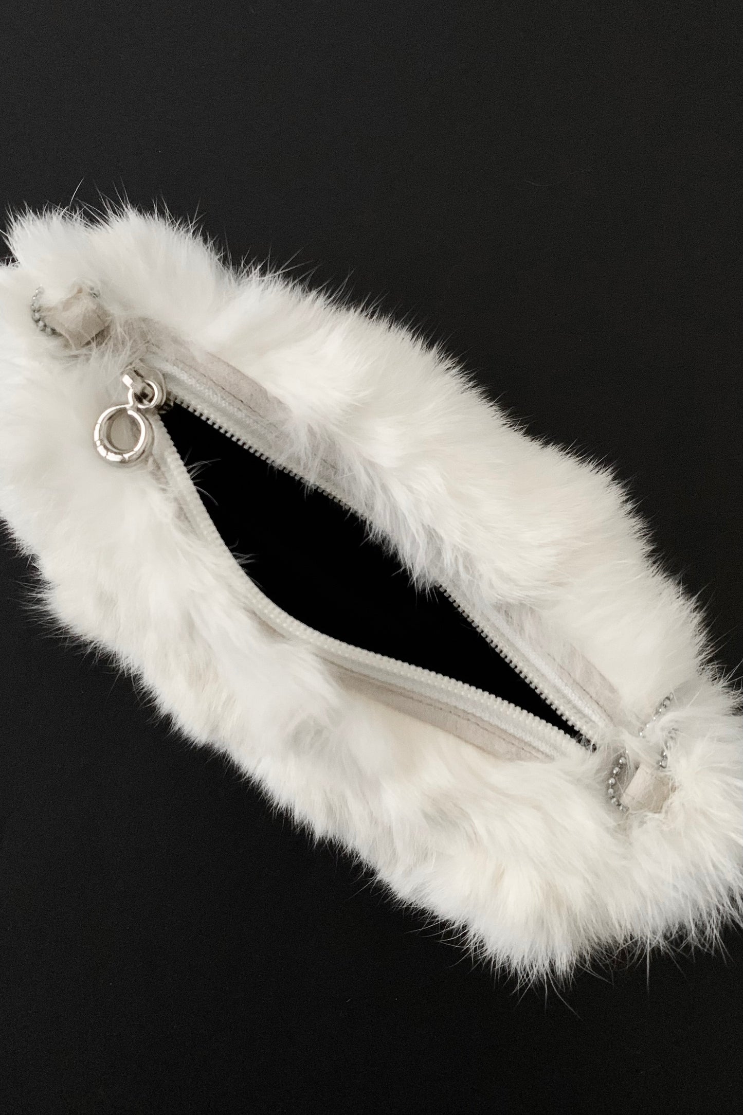 white fur chain mini bag